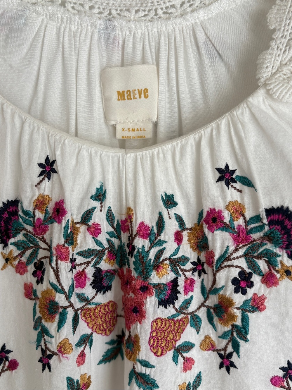 Anthropologie MAEVE Sydney Floral Embroidered Boho Peasant Mini Dress Size XS - Picture 4 of 13